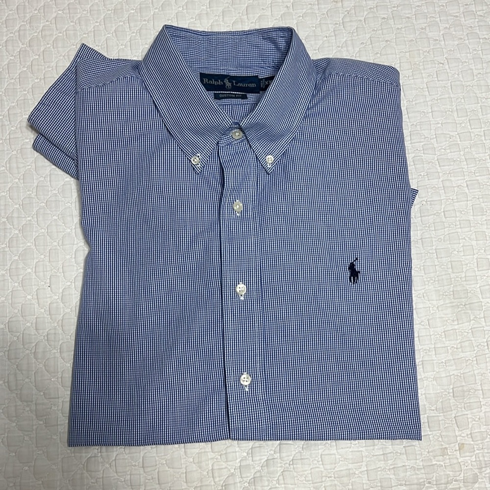 Ralph Lauren Blue Casual Button Down Shirt with Embroidered Logo